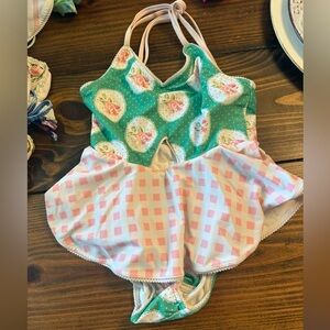 SweetHoney Green and Pink Kids Swim One Piece